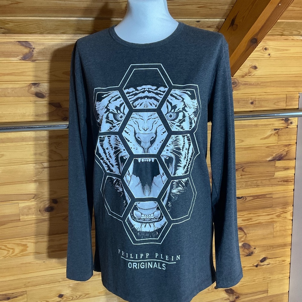 Philipp Plein Graphic Tiger Long Sleeve Crew Neck Sweatshirt Top Unisex …